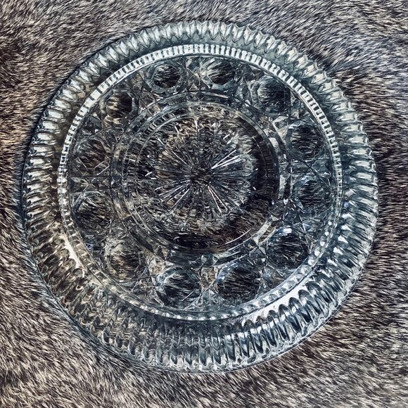 Vintage Federal Glass Windsor Button and Cane Bowl (5.5") + Plate (6.5") Set - Picture 4 of 6